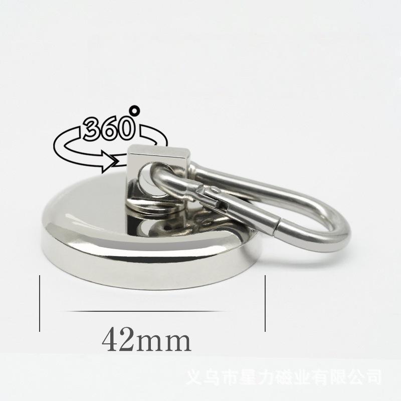 Neodymium Magnetic Carabiner Hook - Stainless Steel Rotating, Non-Punching Design for Outdoor Use