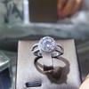3 Carat Round Cut D Color Moissanite Women's Ring, Double Row Design In Silver Gold Plating.