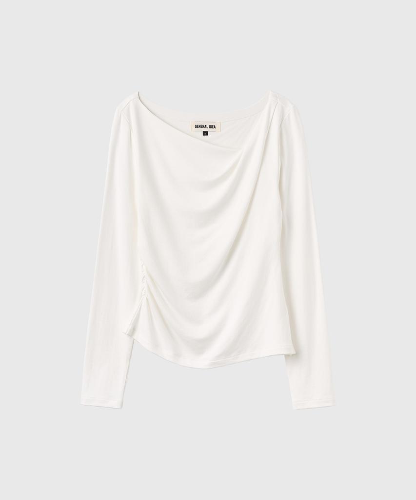 GENERALIDEA Draped Shirred Long Sleeve T-Shirt [Ivory] / Gf3Lts503