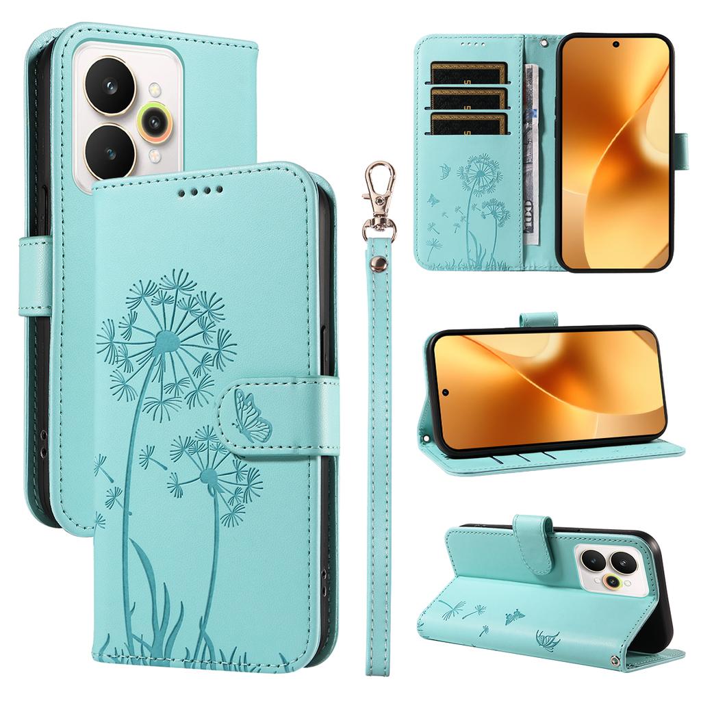 For Realme 15 Pro 5G/Realme 15 5G Leather Wallet Case with Strap Dandelion Imprint Phone Stand Cover