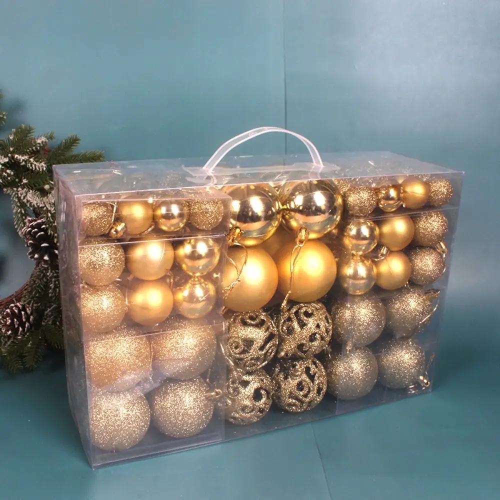 100PCS Fashion Plastic Christmas Ball Set 18 Colors 8cm Christmas Tree Balls Suspensable Xmas Baubles Showcase