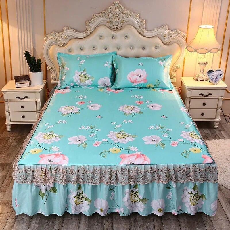 Summer Cool Mat Bed Skirt Princess Style Cute Bed Sheets Embroidered Sheets Fitted Bed Sheet Bedspreads Ice Mat Home Textiles