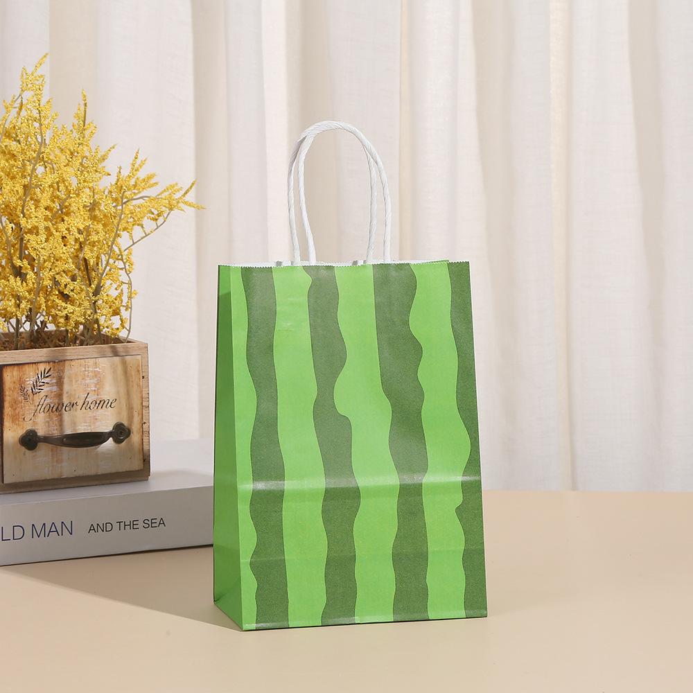 StoBag, Strawberry Kraft Paper Gift Bag, Fruit pattern, for Packaging Candy Snack, Baby Shower, birthday Supplies, Reusable