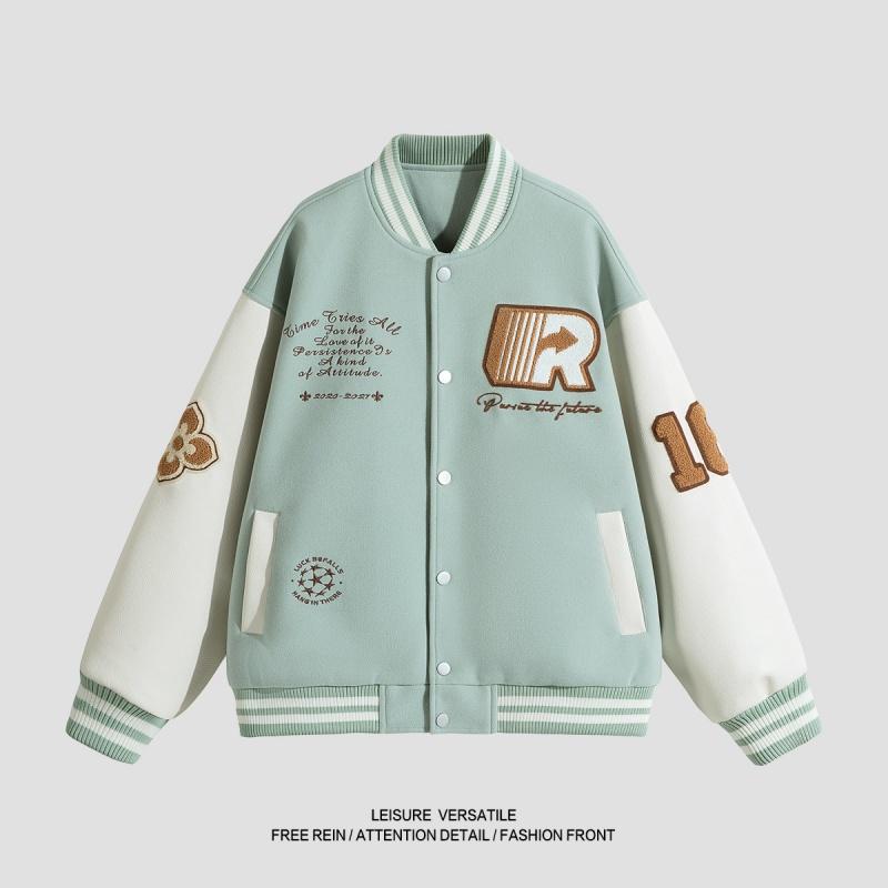 Spring Autumn Men Women Patchwork Baseball Couples Coats Harajuku High Street American Style Embroidery Flight Stand Collar softshell Jacket