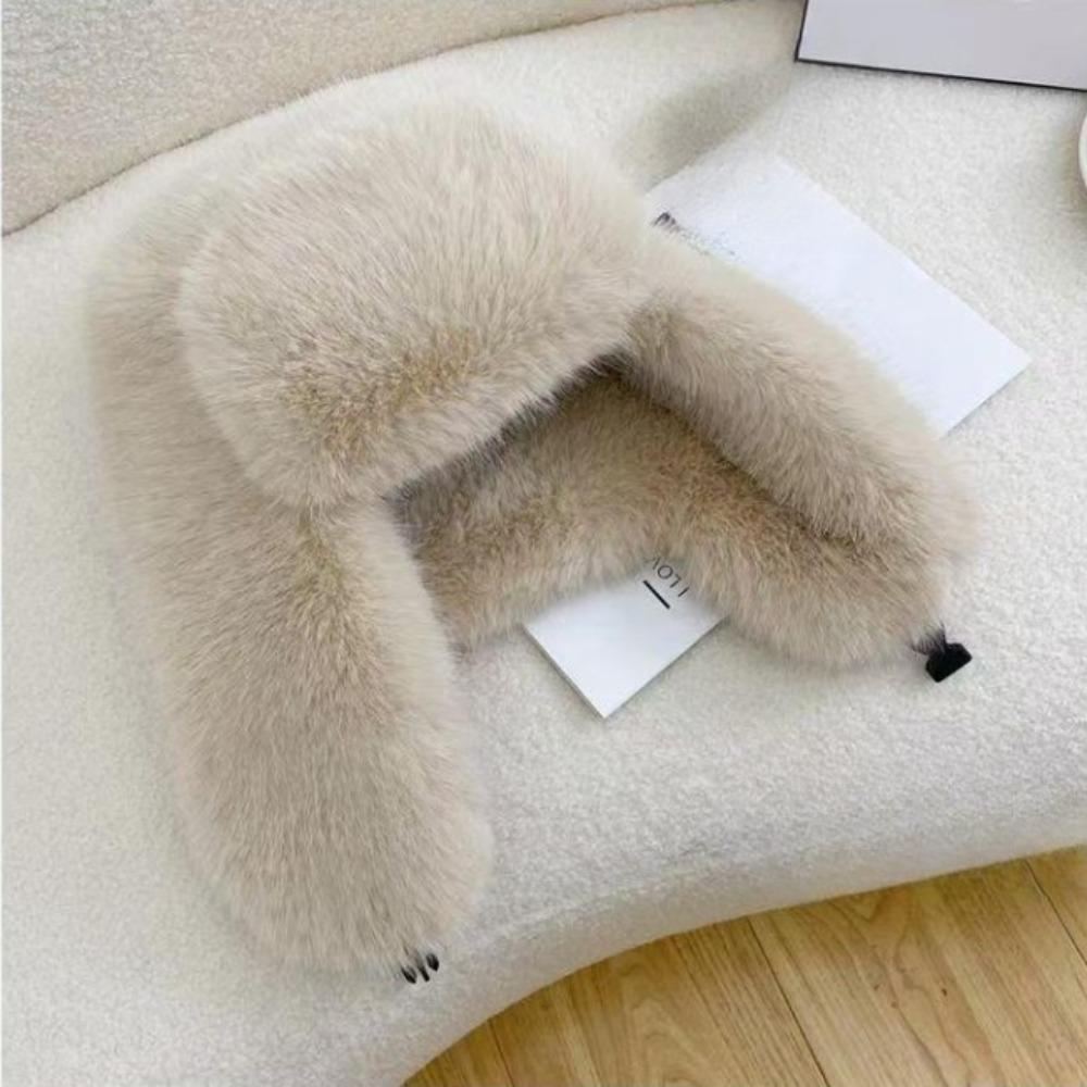 Fluffy Ear Protection Cap Thick Russian Cap Soft Windproof Earflap Cap  Winter