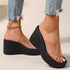Fashion Comemore Retro Women's Thick Bottom Slippers Summer Shoes for Women Casual Outside Wear PVC Transparent Black Wedges Sandals