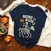 Bone To Ride Skeleton Horse Tee - Halloween Cowboy Shirt - Vintage Gothic Design, Soft Cotton, Unisex Casual Wear