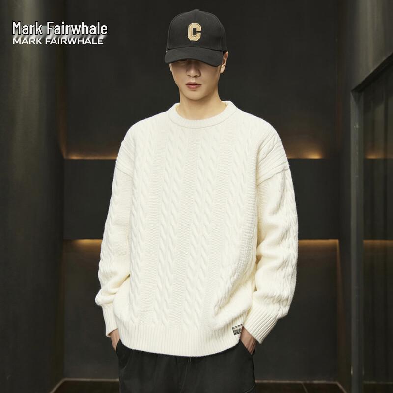 

Mark Fairwhale Men s Cable Knit Round Neck Sweater M