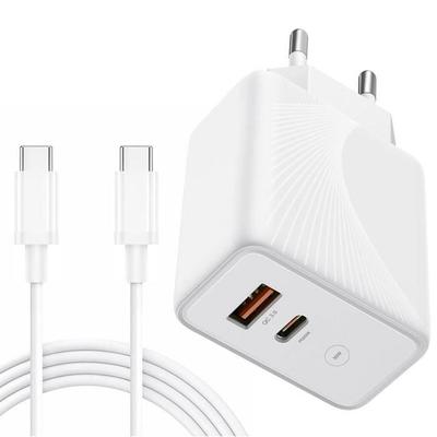 30W Fast Charger - White - 2 USB-C Ports - 20W 1M Cable - Compatible iPhone 15/16