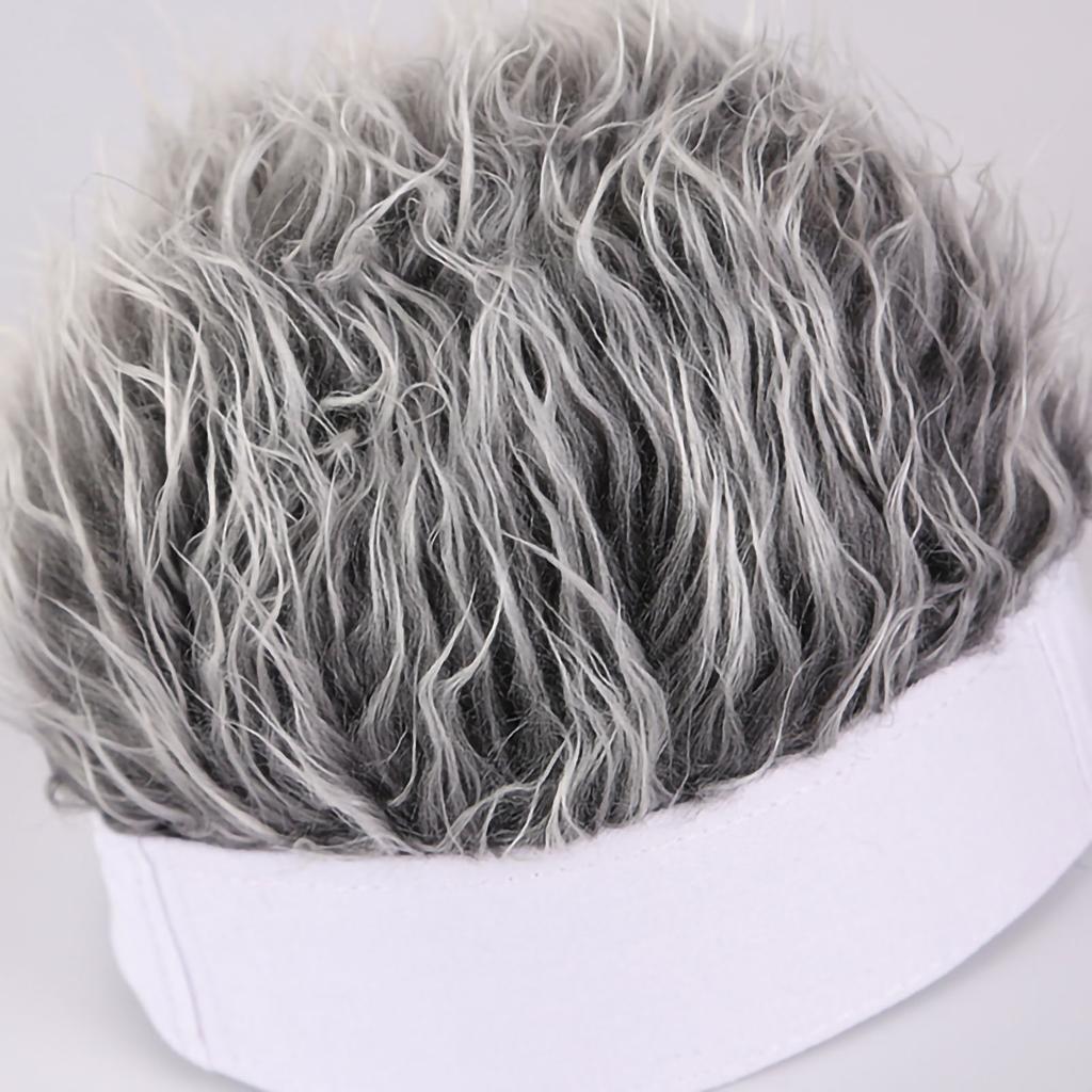 Headband Wig Man Cotton Handsome Imitation Retro Short Fake Hair Hip Hop Beanie Funny White Hat Grey Hair Adjustable