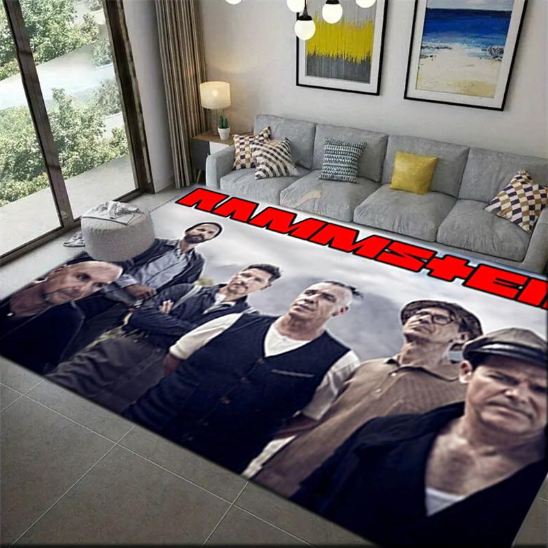 1Pc Rammstein Theme Printed Rectangle Carpet, Home Door Mat, Outdoor Travel Protection Carpet A2