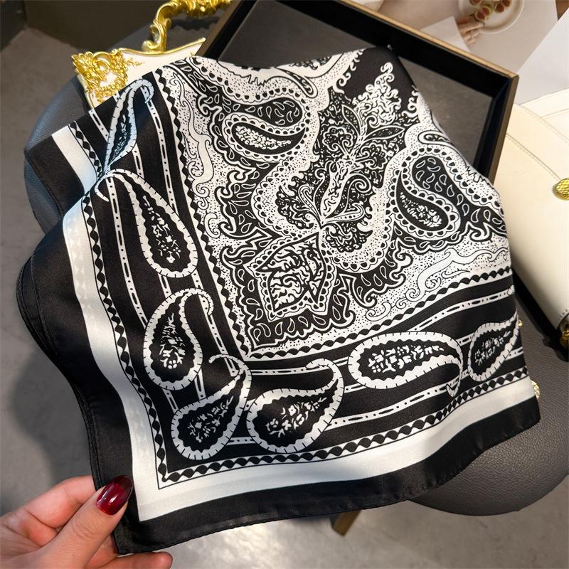 Luxury Paisley Design Silk Square Scarf Women Satin Shawls Neckerchief Smooth Scarves Summer Bandana Hjiab Wrap Foulard