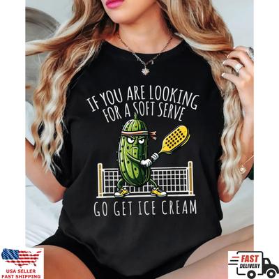 Funny Pickleball Shirt Soft Serve Joke Tennis Humor Graphic Tee