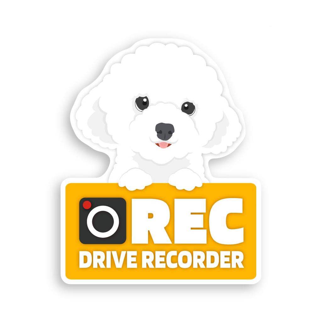 Takasu Shoten Drive Recorder Magnet Car Sign Sticker Seal Car Rear Warning Recording Dog Cat (Poodle (White))