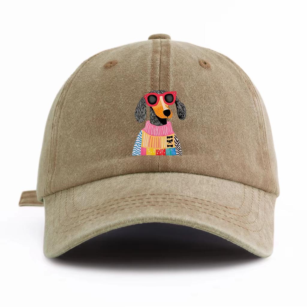 New Dog Print Water-Resistant Baseball Cap A Simple And Retro Style Comfortable, Fashionable And Versatile