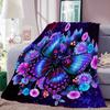 Flannel Butterfly Blanket Purple Floral Digital Printing,Fleece Throw Blanket for Sofa Bed Travel Camping,Office Couch Chair Bed