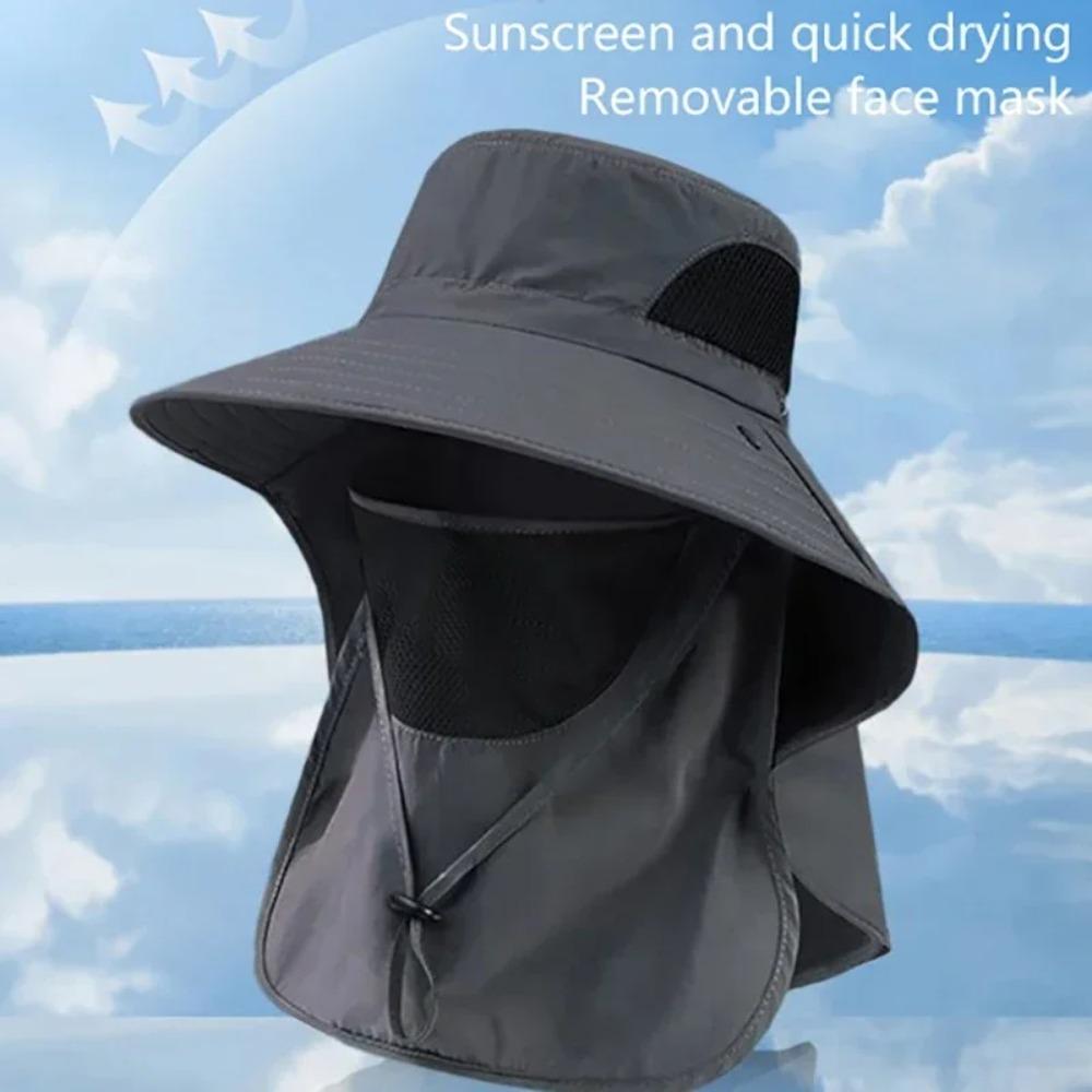 Unisex Summer Wide Brim Waterproof Quick-Drying Panama Caps Outdoor Visor Bucket Hats Mesh Breathable Sun Hat With Neck Flap