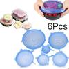 6 Pcs Multifunctional Stretchable Silicone Cling Cover - Fruit & Vegetable Seal for Refrigerator & Microwave Cling Wrap