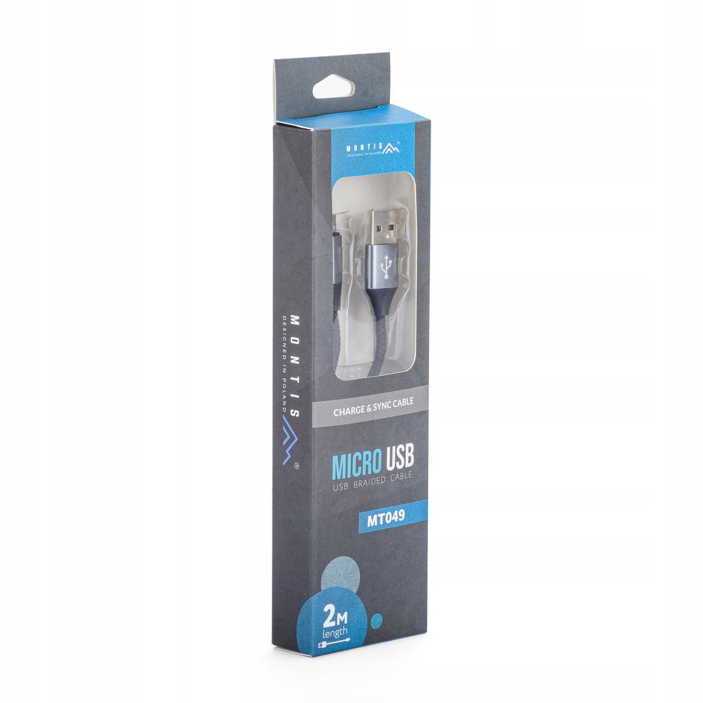 USB - microUSB 2.0 CABLE, REINFORCED, DURABLE, LONG, 2m BRAIDED