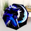 1pc Midnight Wolf Pattern Automatic, 8 Iron Frames, High-Value Folding Umbrella, Suitable for Office, Travel and Outdoor Adventure.A105