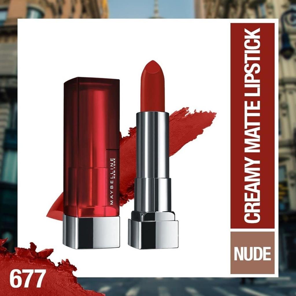 Maybelline New York Matt Lippenstift 3,9g Packung 1 Intensive Farbe Cremig Langanhaltend Feuchtigkeitsspendende Lippen 677 Noho Amber