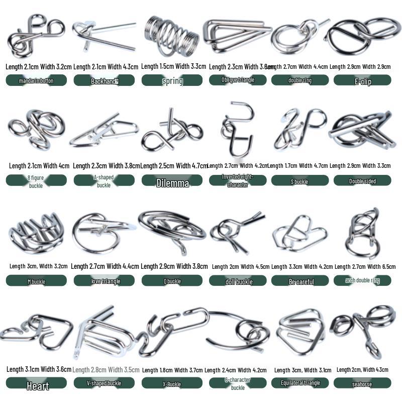 24-Piece Christmas Puzzle Set: Nine-Linked Rings - Challenging Intellectual Toy