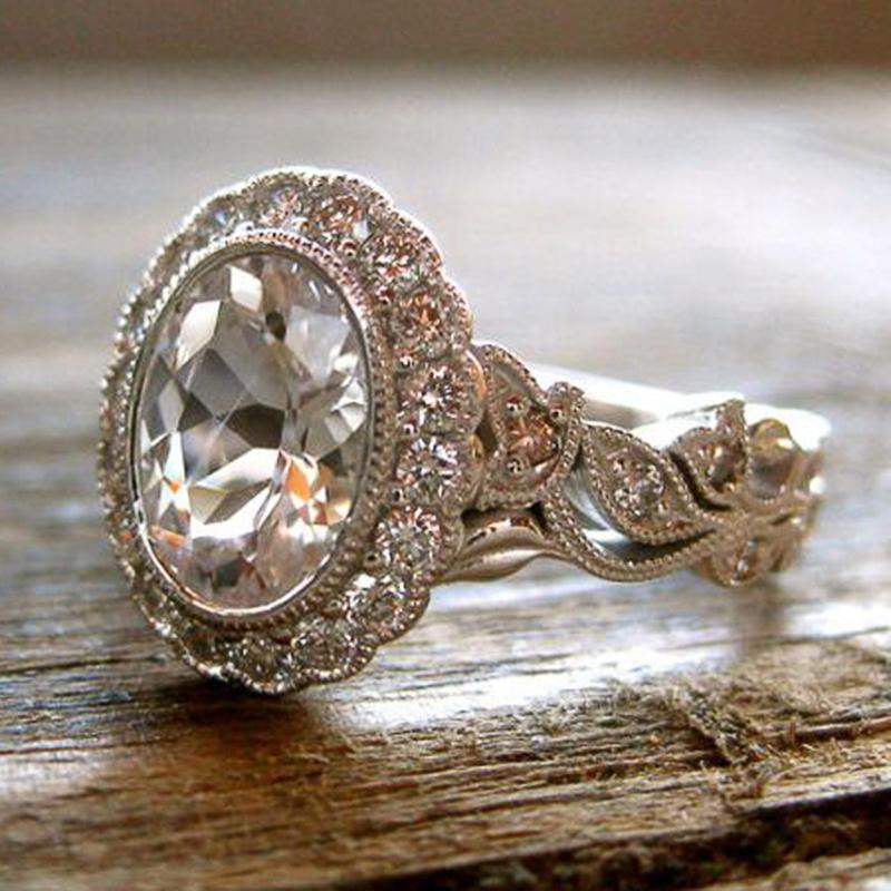 

Huitan Элегантные женские обручальные кольца с овальным кубическим цирконием, эстетичный дизайн узора, кольцо для помолвки, вечеринки, модный циркон для женщин 10