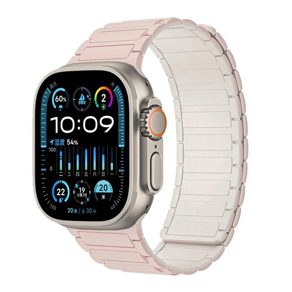 Silicone Strap for Apple Watch Band 49mm 46mm 42mm 45mm 44mm 41 40mm Bracelet iWatch Series 11 10 9 8 7 6 5 4 SE Ultra 3 2 49MM