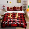 Plaid Merry Christmas Design Bedding Duvet Cover Set Duvet Cover Pillowcases  (1*Duvet Cover 2*Pillowcases, Without Duvet Insert)