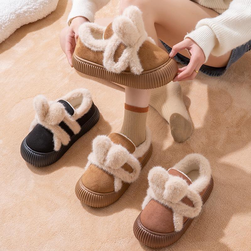 Bag heel cotton slippers women's winter Maillard style cute warm and velvet outer wear winter fluff drag cotton shoes women's