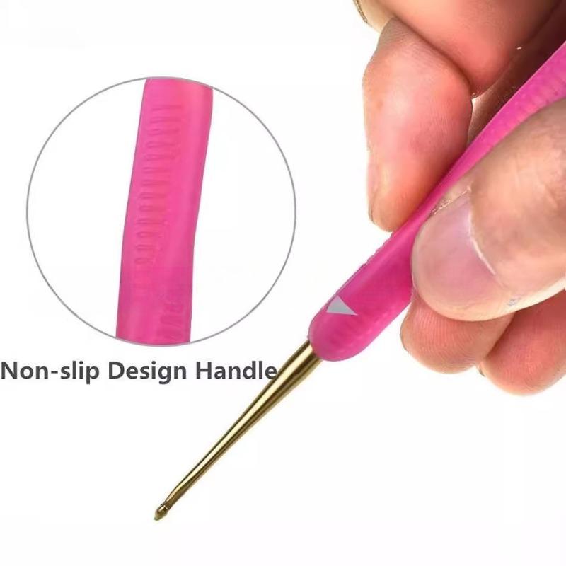 Färg TPR TPR mjukt gummi dubbelsidig aluminium virknål, hushållshandgjord dubbelsidig stickverktyg tröjkrok 5 st
