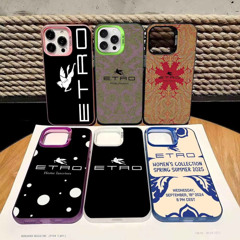 Luxuxy E-ETRO Logo Colorful Phone Case For IPhone 17 16 15 14 13 12 11 Pro Max Plus Matte Cover