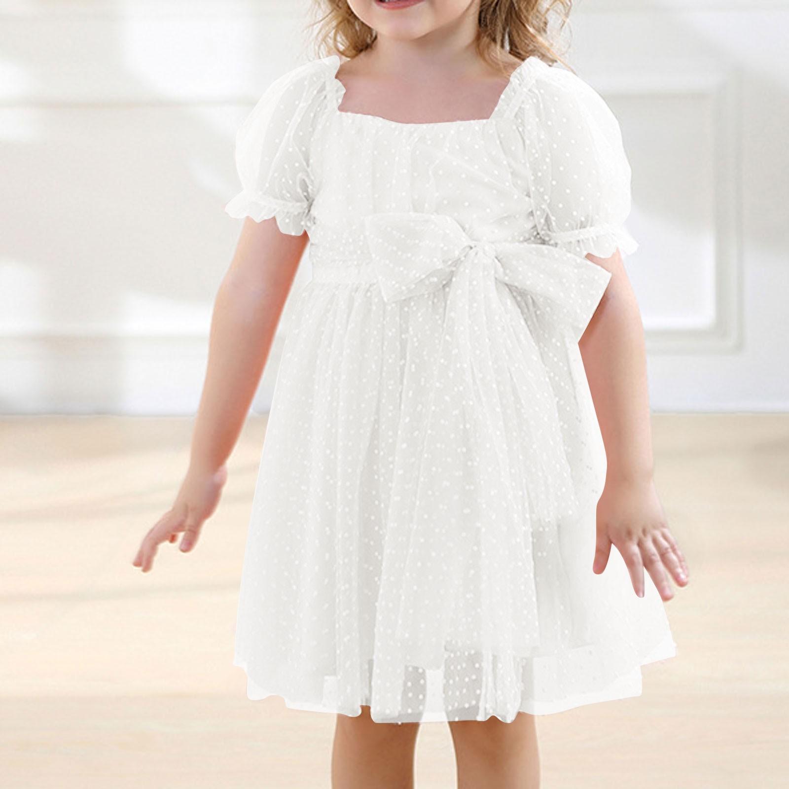 

Детское модное платье принцессы с пышными рукавами, сетчатое платье 90 белый