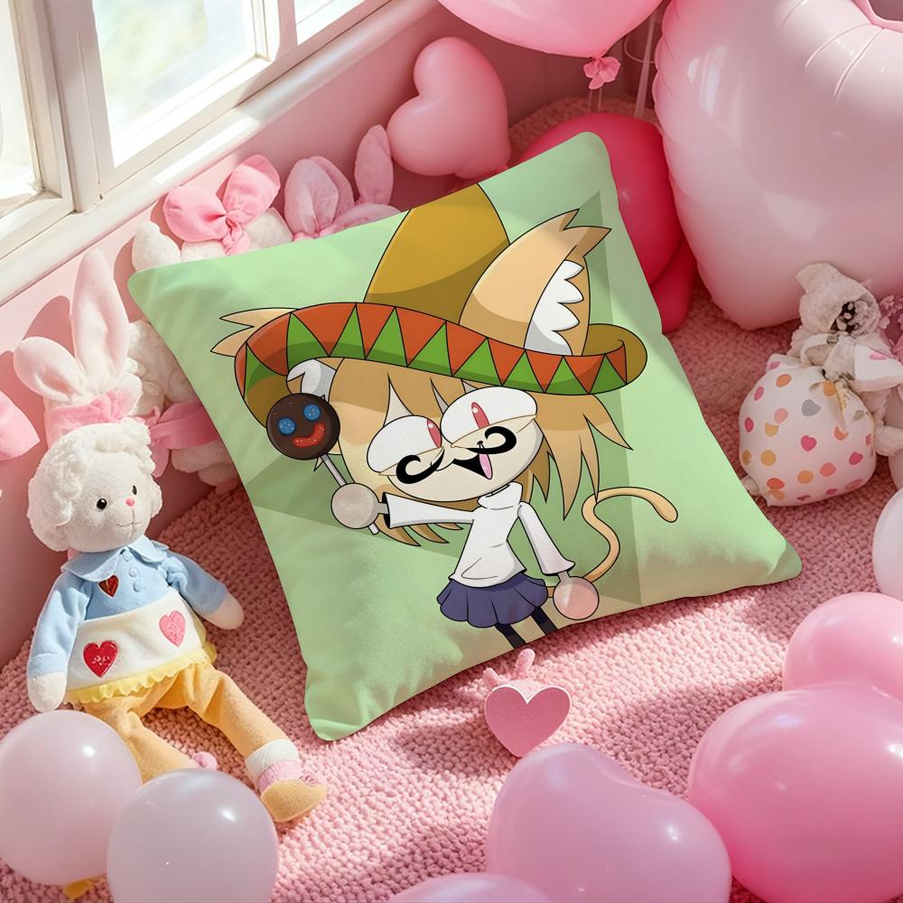 Neco Arc Funny Meme Kawaii Cushion Cover Pattern Printed Pillowcase For Living Room Sofa Cushion Cover & Bedroom Decor