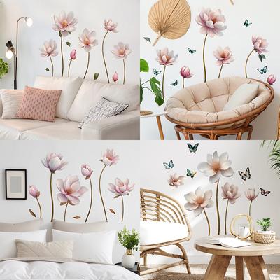 Dekorative veggklistremerker med blomster i relieffstil i kinesisk stil for soverom, stue, entré, hjemmebakgrunn