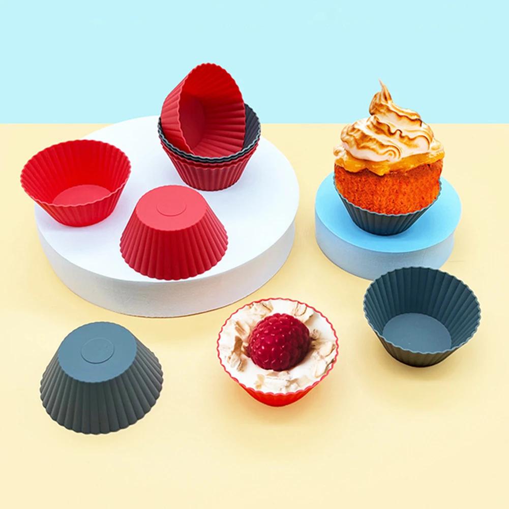 6-48Pc Silicone Cake Mold Round Muffin Mold Kitchen Cooking DIY Cake Bakeware Microwave Baking Mold Cupcake Cake Decorating Tool