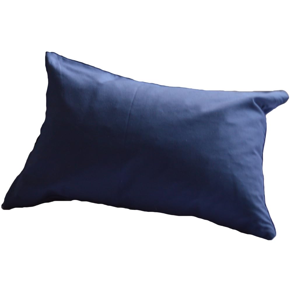 Ee Futonya Firm Pipe Pillow, Approximately 17cm Tall, Made In Japan, Large Grain, 43x63cm, Includes Pillowcase (Navy)