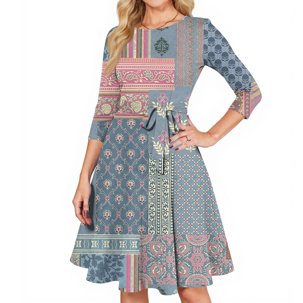 Damskie Sukienki Koktajlowe Rękaw 3/4 Sukienka Vintage dla Gościa Weselnego