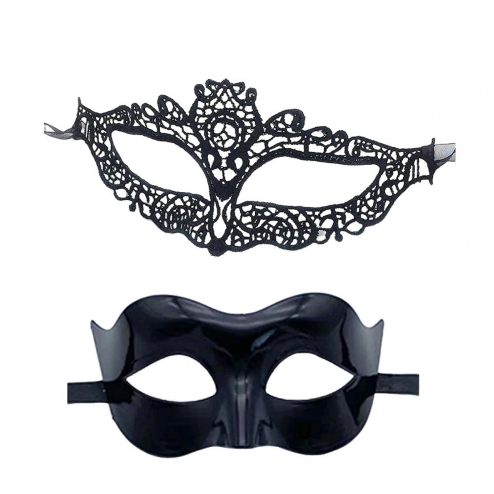 2 Pcs Couple Masquerade Masque Set For Men And Women Lace Venetian Party Masque Party Prom Ball Costume Accessory