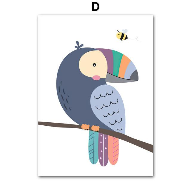 Lion Elephant Giraffe Toucan Koala Tiger Flamingo Wall Art Posters Prints Nordic Canvas Painting Animal Pictures Kids Room Decor