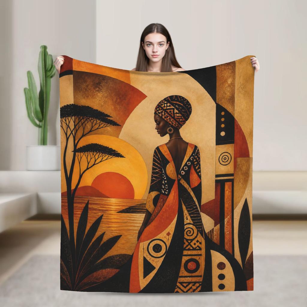 Super Soft ART African Ethnic-Style Throw Blanket Premium Fleece Flannel Lightweight Bed Blanket Cozy Plush Blankets
