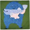 Musubi Furoshiki 100 Kata Kata Musubi Aqua Drop Bear and Salmon Green 100cm Polyester Water-repellent