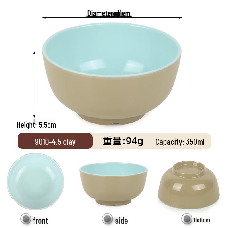 Durable Melamine Two-Tone Rice & Condiment Bowls (10-Pack)