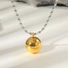 Edelstahl Hohl Gold Kugel Anhänger Halskette Mode Vielseitiger Schmuck Nc-