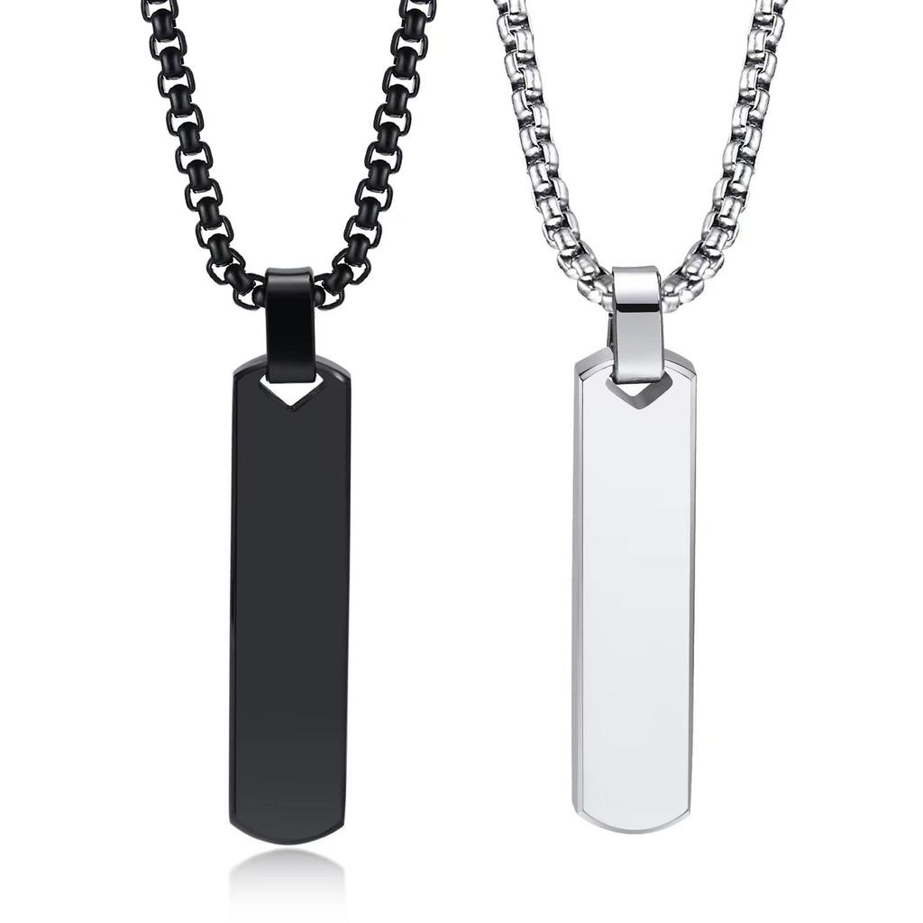 Stainless Steel Smooth Three-dimensional Strip Can Be Engraved Men's Simple Fashion Titanium Steel Necklace