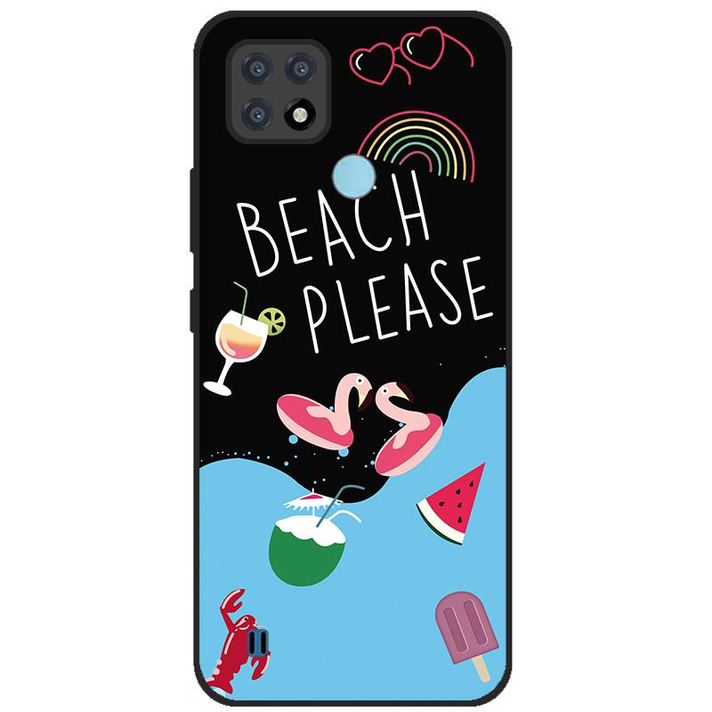Para OPPO Realme C21Y Capa Série COOL Preto Capa de Silicone Macia para Cases de Telefone Realme C21 C25 C25s Protetora Realmi C 21 Y Capa