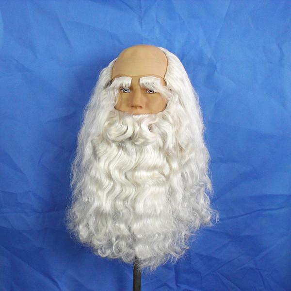 Santa Claus Wig and Beard Set - Holiday Party Costume and Halloween Props