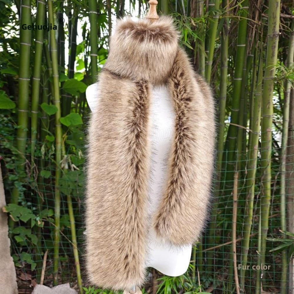 

Winter Imitation Fur Scarf Fox Thickened Mink Wool Scarf Shawl Foreign Style Warm Long Fur Collar Scarf 180cm