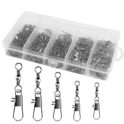 210 τεμάχια Κιτ Στριφτάρια με Κλιπς Αλιείας Ανοξείδωτο Ατσάλι Σύνδεσμος Πετονιάς Εξοπλισμός Αλιείας