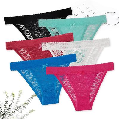 Womens Underwear Sexy Full Lace Briefs Low Waisted Floral Ladies Knickers Lingerie 6 Pcs/set